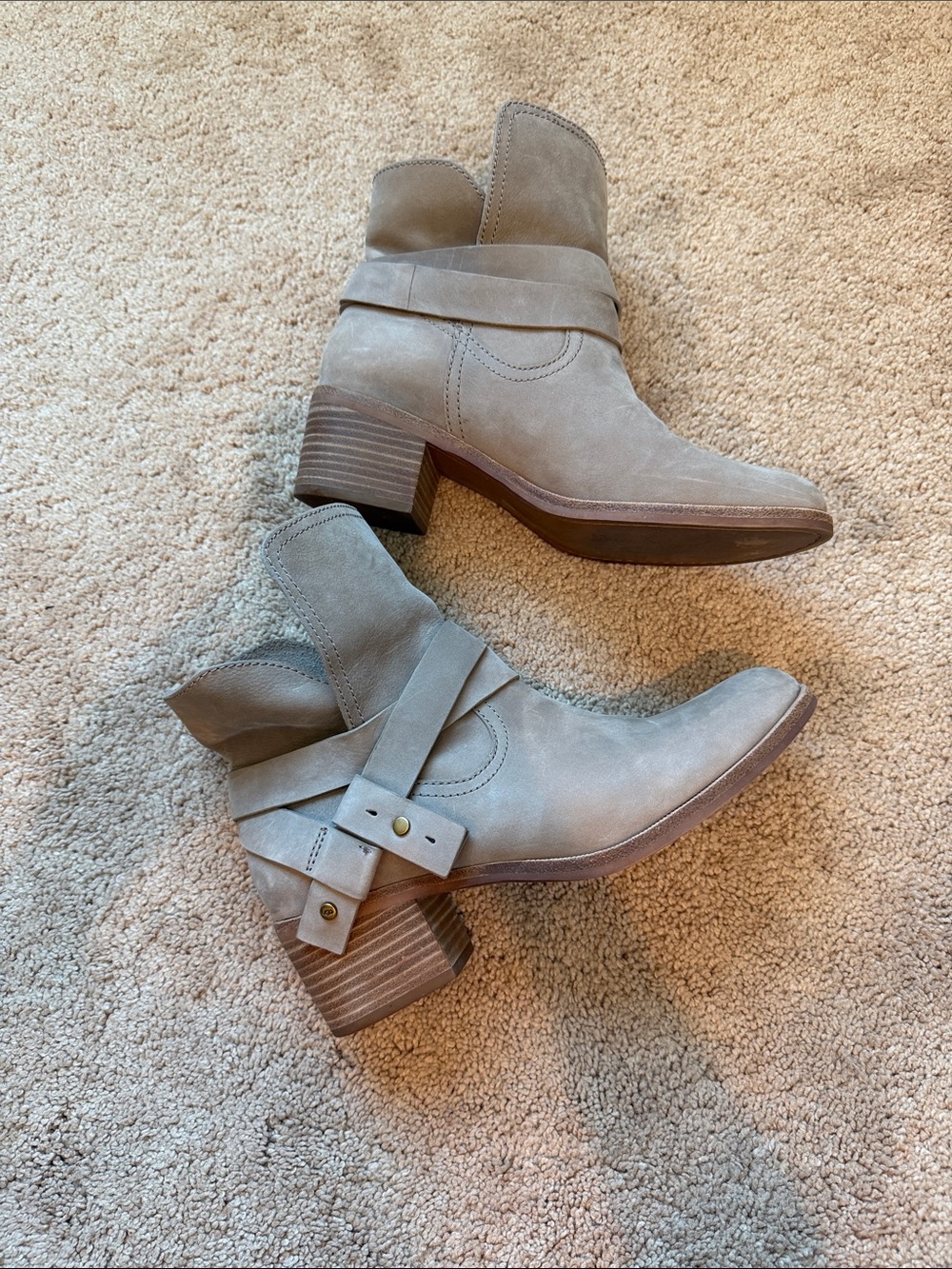 UGG Elora Taupe Suede Wrap-Strap Ankle Booties